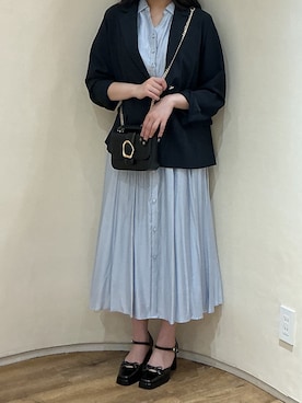 「MISCH MASCH（ミッシュマッシュ）の2026春夏新作 シングルテーラードジャケット（テーラードジャケット、ブルー系）」を使った、アトレ川崎店さん（レディース・155cm）の春コーディネート