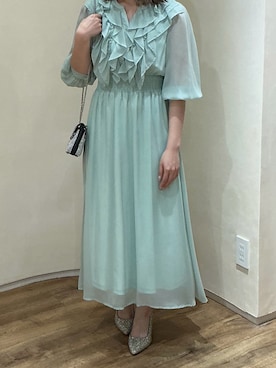 「ORiental TRaffic（オリエンタルトラフィック）のフラワー柄ポインテッドトゥパンプス MOR109（パンプス、ゴールド系）」を使った、アトレ川崎店さん（レディース・155cm）の春コーディネート