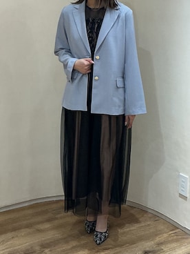 「MISCH MASCH（ミッシュマッシュ）のチュールシフォンワンピース【結婚式/オケージョン/パーティー/S・M・TALLサイズ】/MO33O02（ドレス、ブラック系）」を使った、アトレ川崎店さん（レディース・155cm）の春コーディネート