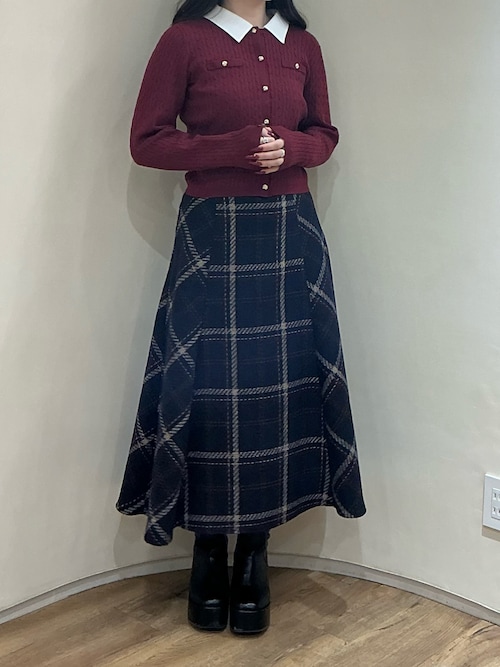 セール】2025秋冬新作 ロービングチェックAラインミディスカート