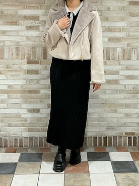 「アイテム（ライダースジャケット）」を使った、アトレ川崎店さん（レディース・158cm）の秋コーディネート