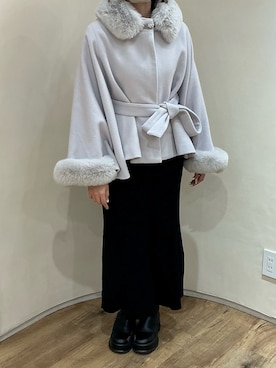 「アイテム（ポンチョ）」を使った、アトレ川崎店さん（レディース・158cm）の冬コーディネート