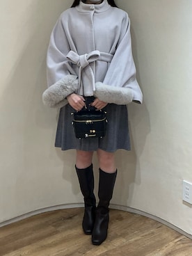 「アイテム（ポンチョ）」を使った、アトレ川崎店さん（レディース・158cm）の冬コーディネート