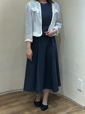 「MISCH MASCH（ミッシュマッシュ）の2026春夏新作 ノーカラーシアーブルゾン（ブルゾン、ホワイト系）」を使った、アトレ川崎店さん（レディース・155cm）の春コーディネート