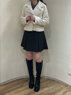 「アイテム（ライダースジャケット）」を使った、アトレ川崎店さん（レディース・158cm）の秋コーディネート