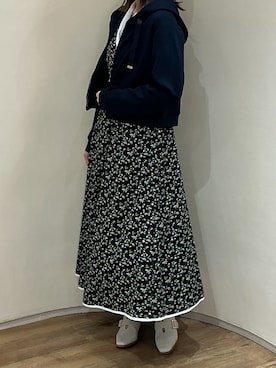 「MISCH MASCH（ミッシュマッシュ）の2026春夏新作 グログランリボンダンボールジップパーカー（パーカー、ピンク系）」を使った、アトレ川崎店さん（レディース・155cm）の春コーディネート