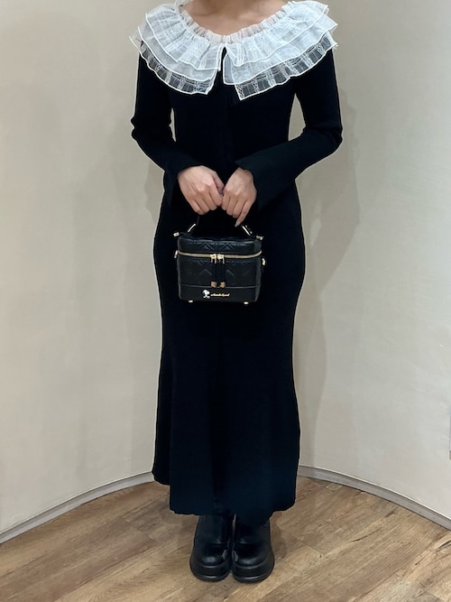 セール】2025秋冬新作 レースチュール襟マーメイドニットワンピース