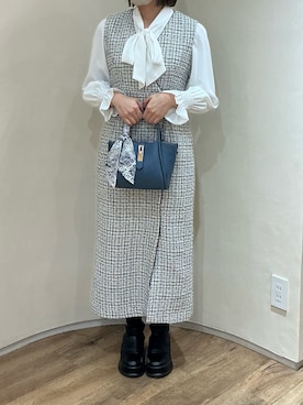 「アイテム（ジャンパースカート）」を使った、アトレ川崎店さん（レディース・158cm）の秋コーディネート