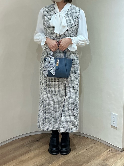 セール】2025秋冬新作 ツイードラップジャンスカ（ジャンパースカート