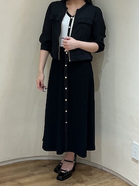 「MISCH MASCH（ミッシュマッシュ）の2026春夏新作 ノーカラーシアーブルゾン（ブルゾン、ホワイト系）」を使った、アトレ川崎店さん（レディース・155cm）の春コーディネート