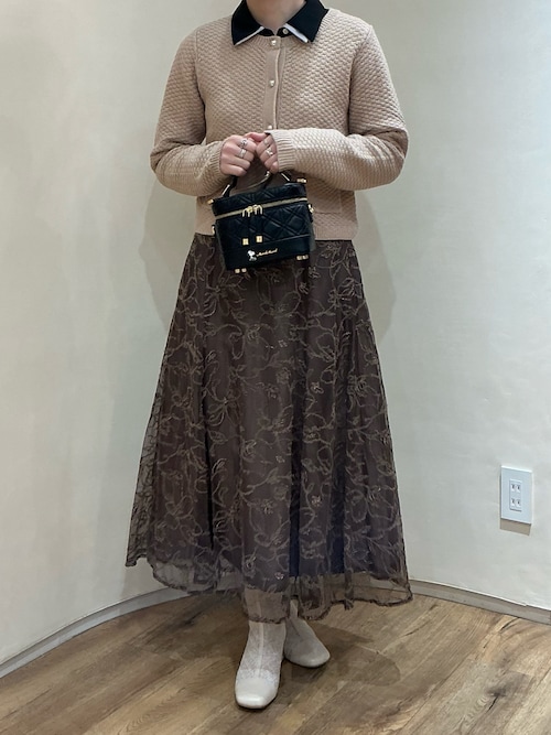 セール】2025秋冬新作 ツイード編みニットジャケット（ノーカラー