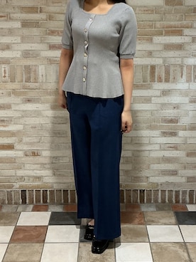 「MISCH MASCH（ミッシュマッシュ）の2026春夏新作 ニュアンス金釦ペプラムニット（ニット/セーター、レッド系）」を使った、アトレ川崎店さん（レディース・155cm）の春コーディネート