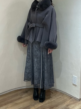 「アイテム（ポンチョ）」を使った、アトレ川崎店さん（レディース・158cm）の冬コーディネート