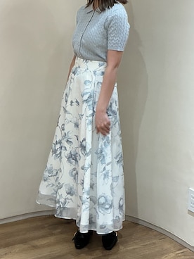 「MISCH MASCH（ミッシュマッシュ）の2026春夏新作 ケーブルポロ襟ニット（ニット/セーター、シルバー系）」を使った、アトレ川崎店さん（レディース・155cm）の春コーディネート