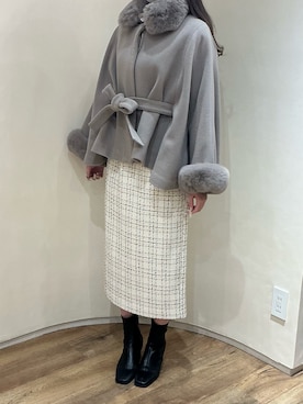 「アイテム（ポンチョ）」を使った、アトレ川崎店さん（レディース・158cm）の冬コーディネート