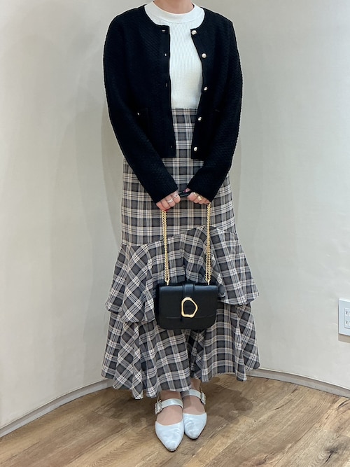 セール】2025秋冬新作 ツイード編みニットジャケット（ノーカラー