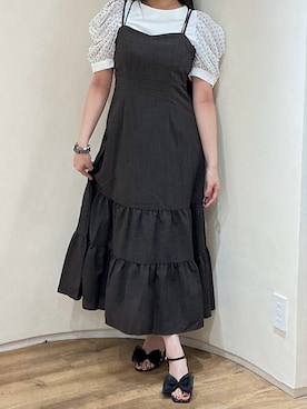 「MISCH MASCH（ミッシュマッシュ）のドビードットショルダーブラウス/MM438101（シャツ/ブラウス、ホワイト系）」を使った、アトレ川崎店さん（レディース・158cm）の夏コーディネート