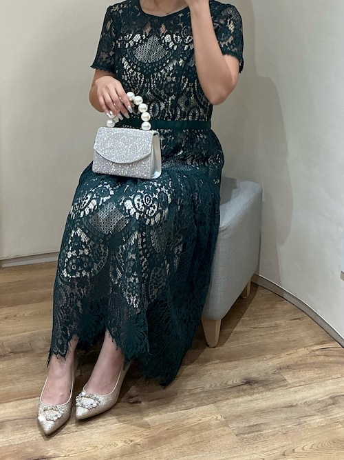セール】レース切替ワンピース【結婚式/オケージョン/パーティー/S・M