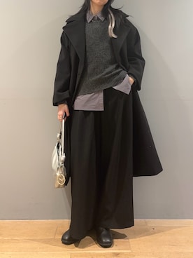 「アイテム（チェスターコート）」を使った、minneyu0さん（レディース・168cm）の冬コーディネート