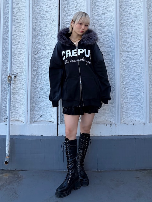 セール】ストレッチレースアップロングブーツ 厚底 靴 冬服（ブーツ