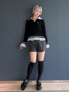 「jouetie（ジュエティ）のアイテム（スニーカー）」を使った、AMANEさん（レディース・163cm）の秋コーディネート