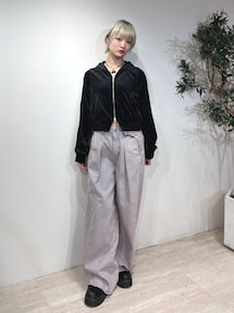 ベロアコンパクトラインZIPフーディ【セットアップ対応】｜ジュエティ