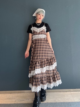 「アイテム（バンダナ/スカーフ）」を使った、AMANEさん（レディース・163cm）の夏コーディネート