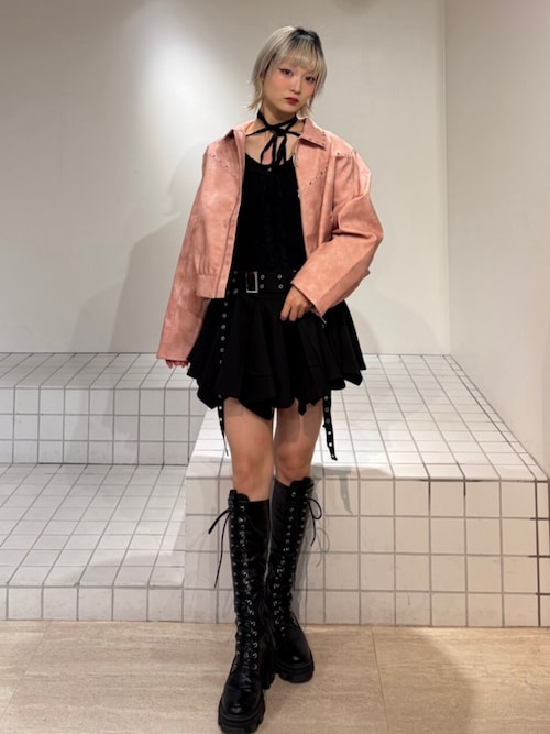 アシメヘムベルテッドミニスカート 赤チェック（スカート）｜jouetie