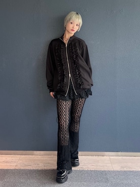 「jouetie（ジュエティ）のパターンバルーンミニスカパン ドット チェック（スカート）」を使った、AMANEさん（レディース・163cm）の秋コーディネート