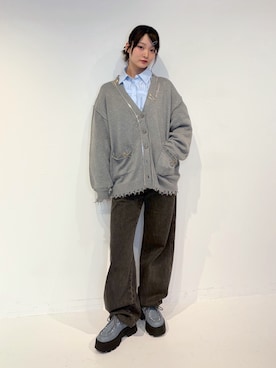 「jouetie（ジュエティ）のオーバーソールスタッズチロリアンシューズ（ローファー、ブルー系）」を使った、AMANEさん（レディース・163cm）の夏コーディネート