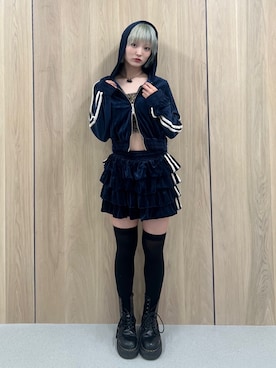 「アイテム（パーカー）」を使った、AMANEさん（レディース・163cm）の夏コーディネート