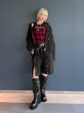 「アイテム（デニムジャケット）」を使った、AMANEさん（レディース・163cm）の夏コーディネート