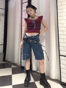 リボンステッチフリルビスチェ【セットアップ対応】｜ジュエティ