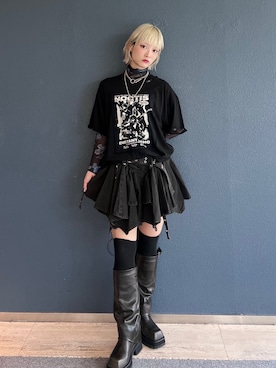 「アイテム（デニムスカート）」を使った、AMANEさん（レディース・163cm）の夏コーディネート