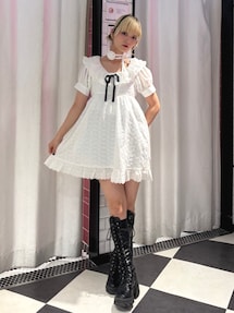 コットンレースフレアミニワンピース コットンレースフレアミニワンピース｜ジュエティ（jouetie）公式通販