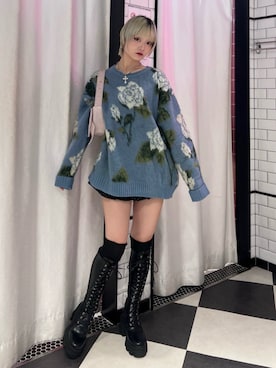 「jouetie（ジュエティ）のパターンバルーンミニスカパン ドット チェック（スカート）」を使った、AMANEさん（レディース・163cm）の秋コーディネート