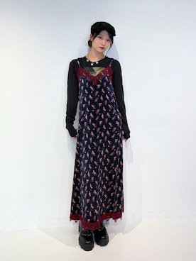 「jouetie（ジュエティ）のストレッチレースアップロングブーツ（ブーツ、ブラック系）」を使った、AMANEさん（レディース・163cm）の夏コーディネート