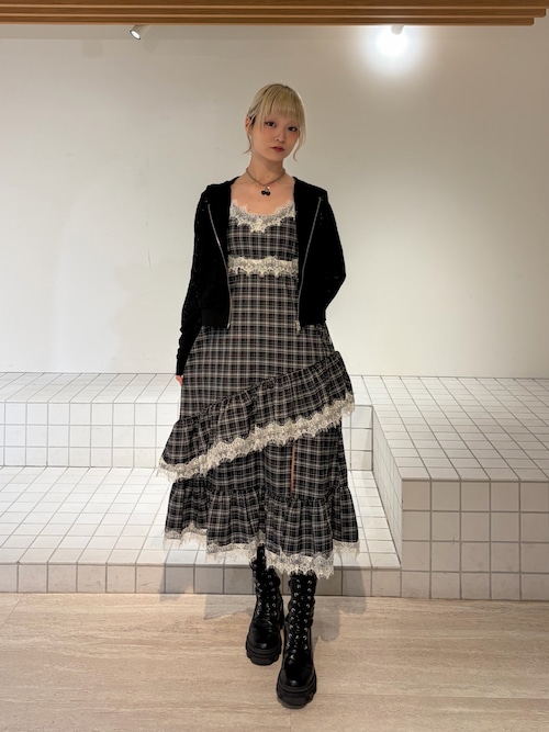 レースクロップドZIPフーディー【セットアップ対応】（パーカー
