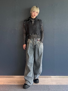 「jouetie（ジュエティ）のアイテム（デニムパンツ）」を使った、AMANEさん（レディース・163cm）の秋コーディネート