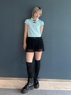 「アイテム（ポロシャツ）」を使った、AMANEさん（レディース・163cm）の夏コーディネート