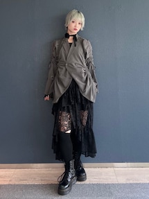 ギャザーリボンジャケットミニワンピース【セットアップ対応