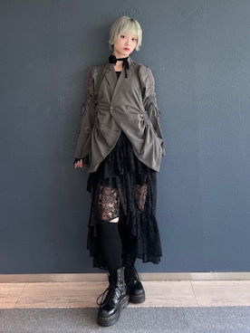 「jouetie（ジュエティ）のギャザーリボンジャケットミニワンピース【セットアップ対応】（テーラードジャケット）」を使った、AMANEさん（レディース・163cm）の秋コーディネート