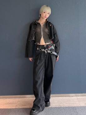 「jouetie（ジュエティ）のアイテム（デニムパンツ）」を使った、AMANEさん（レディース・163cm）の秋コーディネート