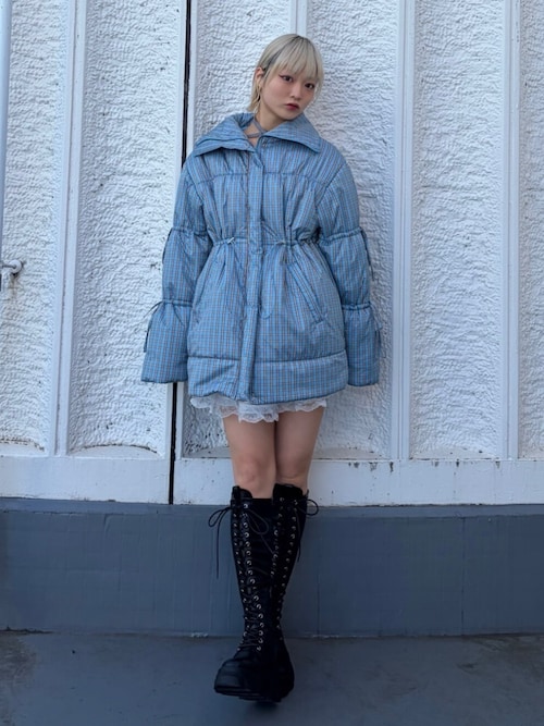 joutie ストレッチレースアップロングブーツ 厚底 セール】ストレッチレースアップロングブーツ 厚底 靴 冬服（ブーツ