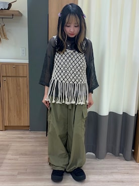「Samansa Mos2 blue（サマンサモスモスブルー）のアイテム（ベスト）」を使った、つさん（レディース・152cm）の春コーディネート