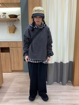 「Samansa Mos2（サマンサ モスモス）の袖タテフリルスウェット（Tシャツ/カットソー）」を使った、つさん（レディース・152cm）の春コーディネート