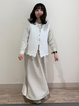 「Samansa Mos2（サマンサ モスモス）のインナー付花柄ジャカードキャミワンピース（ワンピース）」を使った、つさん（レディース・152cm）の春コーディネート