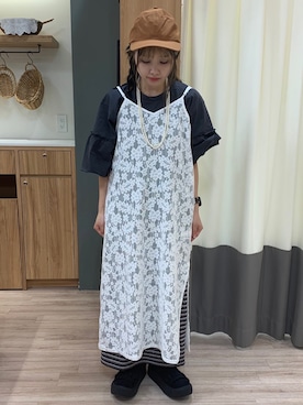 「Samansa Mos2 blue（サマンサモスモスブルー）のアイテム（帽子）」を使った、つさん（レディース・152cm）の春コーディネート