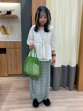 「Samansa Mos2 blue（サマンサモスモスブルー）のアイテム（スカート）」を使った、つさん（レディース・152cm）の春コーディネート