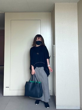 「アイテム（デニムスカート、グレー系）」を使った、miyu.uさん（レディース・152cm）の夏コーディネート